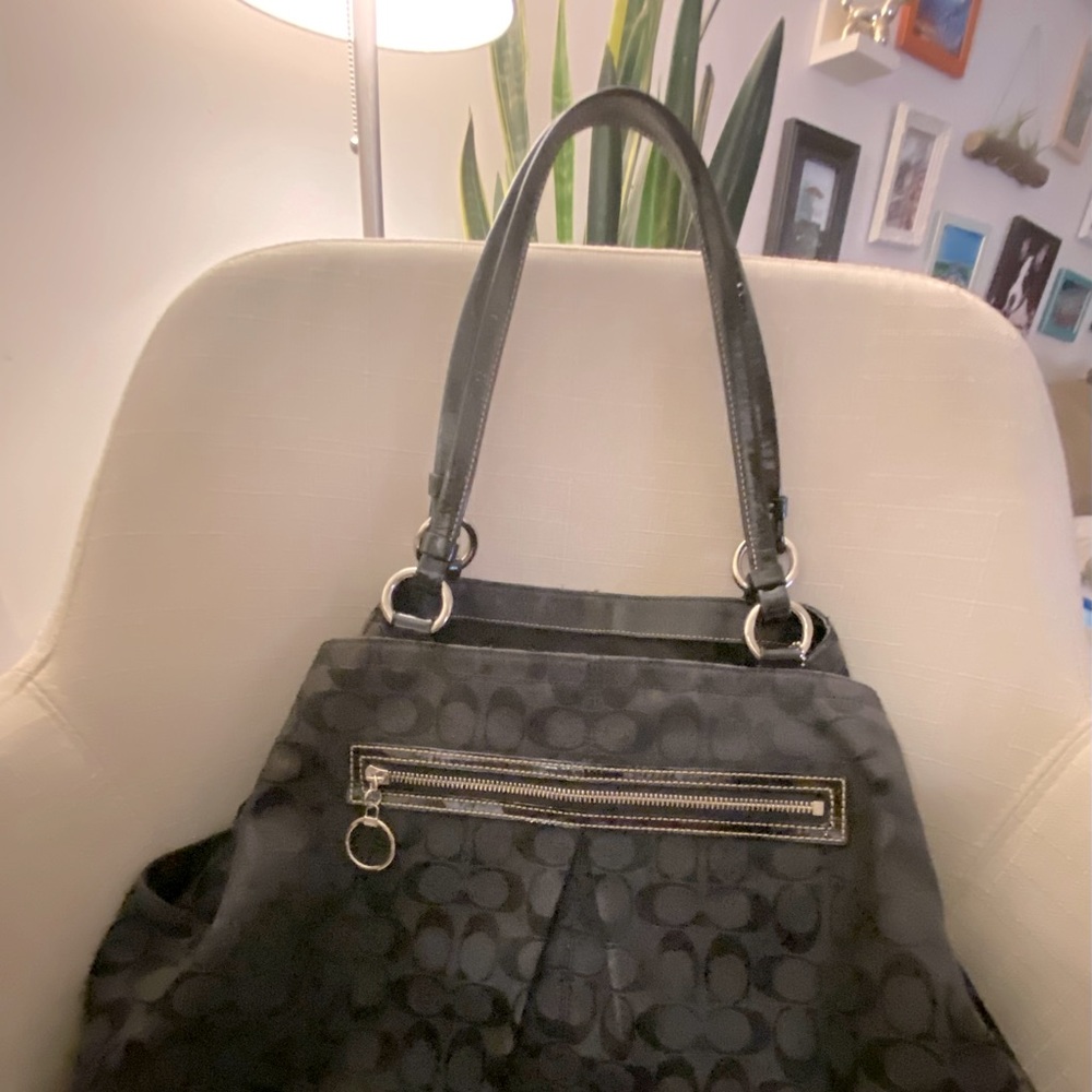 Coach Gabby Convertible Tote, black C, with middle latch, so many pockets.